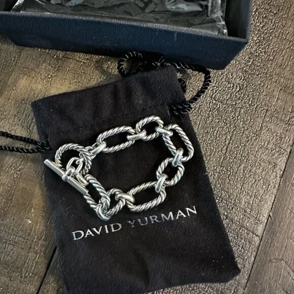 Beautiful XS David Yurman 925 Silver women’s bracelet sapphire end tips on tog - Picture 4 of 5